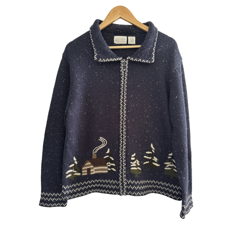 Vintage Cabin Lodge Knit Zip Cardigan – Alpine Winter Sweater